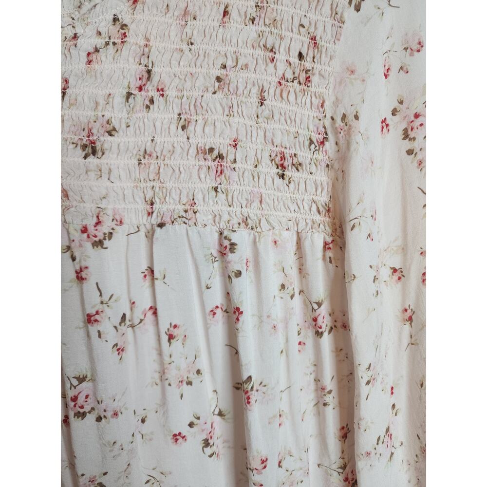 Cynthia Rowley Dainty Floral Blouse with Smocked Top, Small - Picture 3 of 6